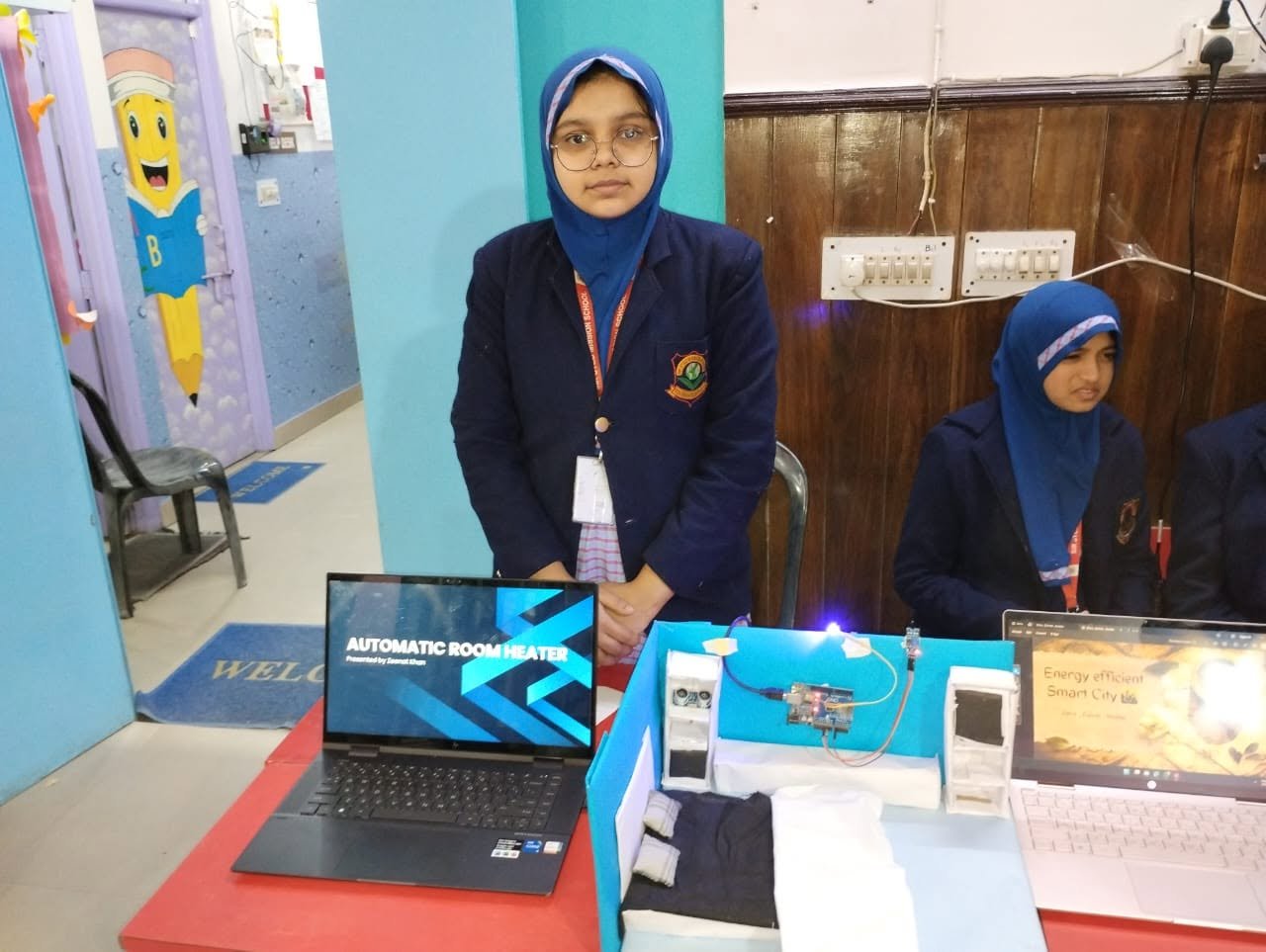 Student innovation and project pitch to evaluators